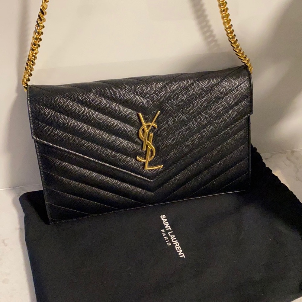 Saint Laurent monogram wallet on chain